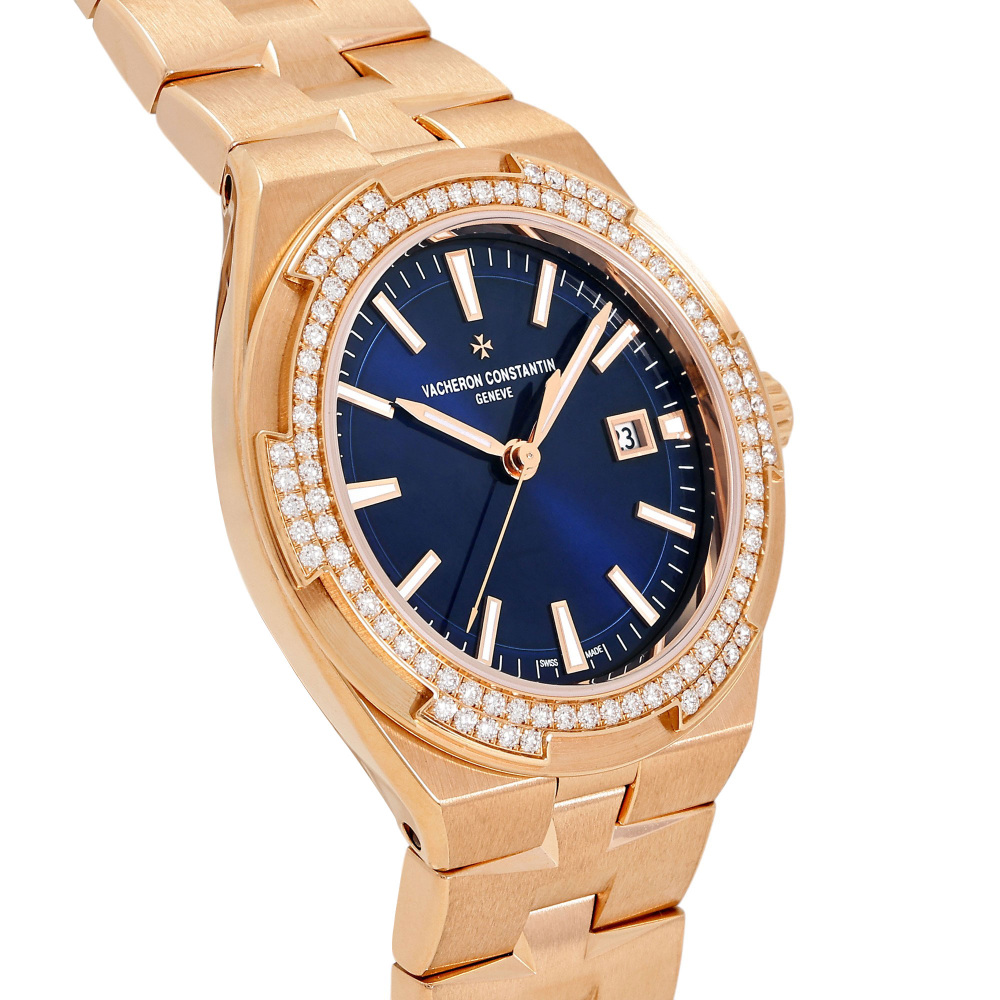 Overseas Automatic Rose Gold Blue Dial Diamond Bezel 35mm