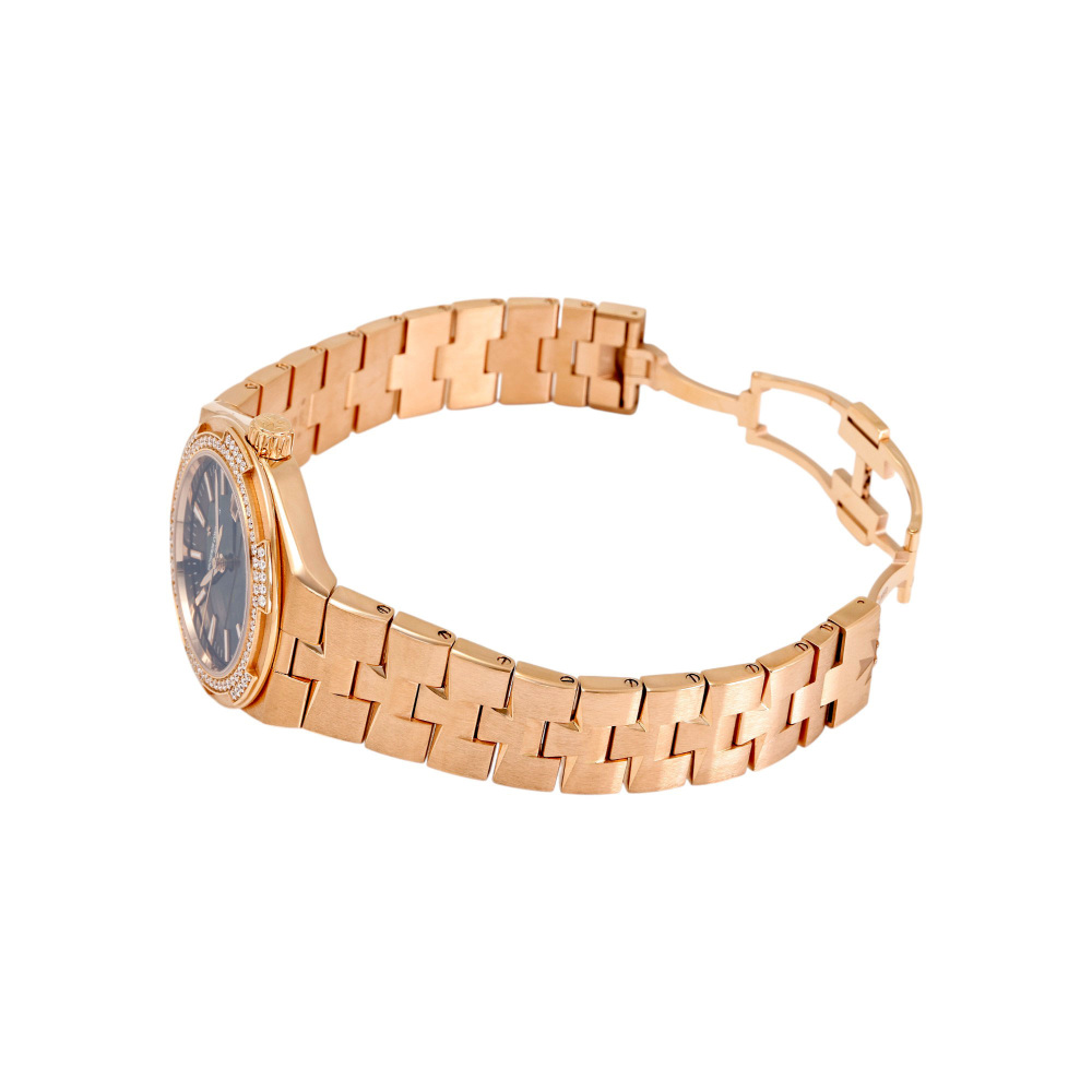 Overseas Automatic Rose Gold Blue Dial Diamond Bezel 35mm