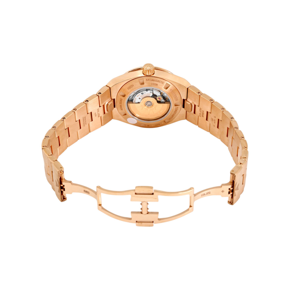 Overseas Automatic Rose Gold Blue Dial Diamond Bezel 35mm