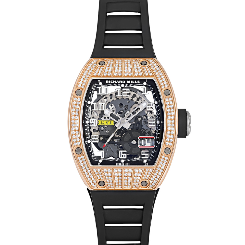 RM29 Rose Gold Skeletonized Dial Full Factory Diamond Case Automatic 48mm