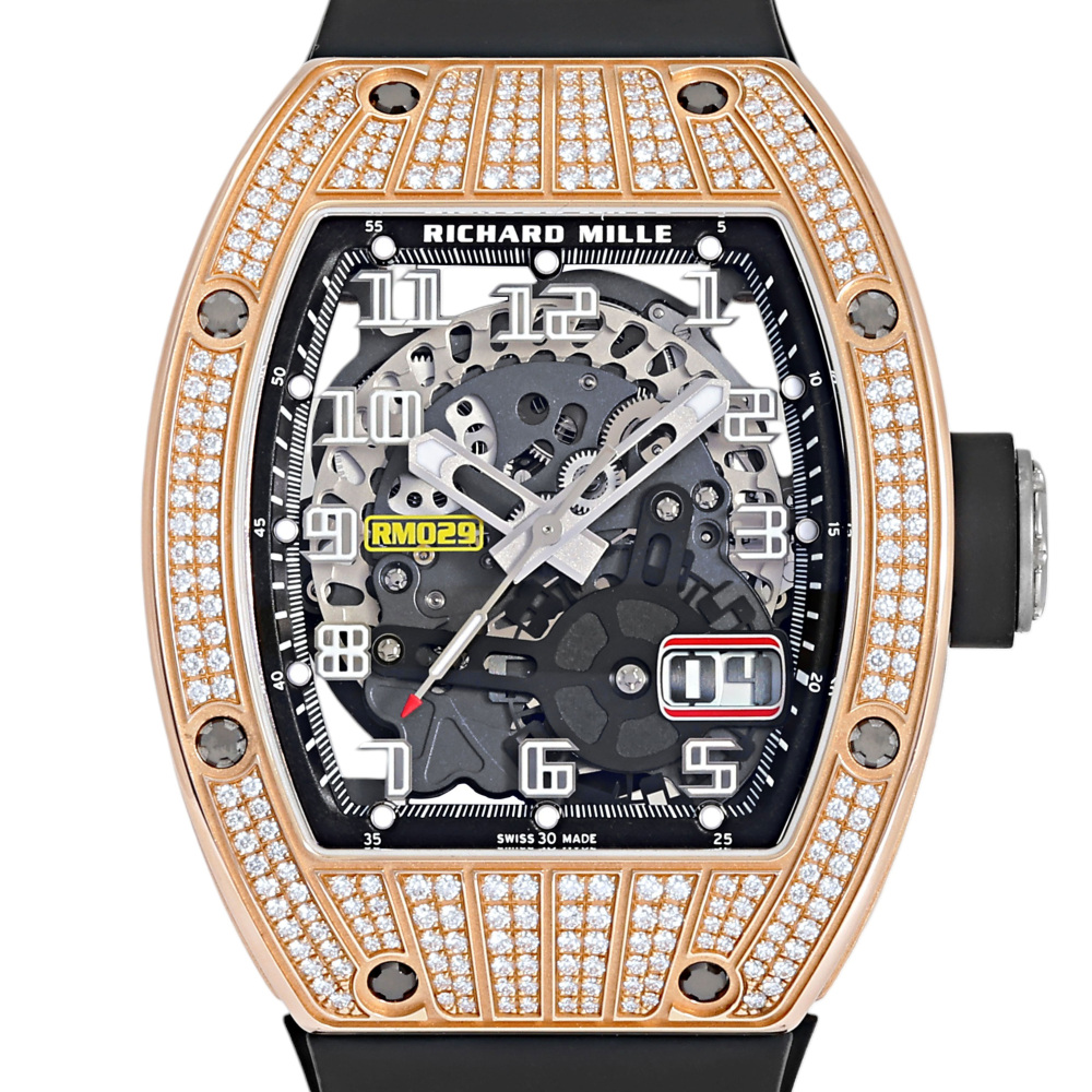 w260608-2 RM29 Rose Gold Skeletonized Dial Full Factory Diamond Case Automatic 48mm