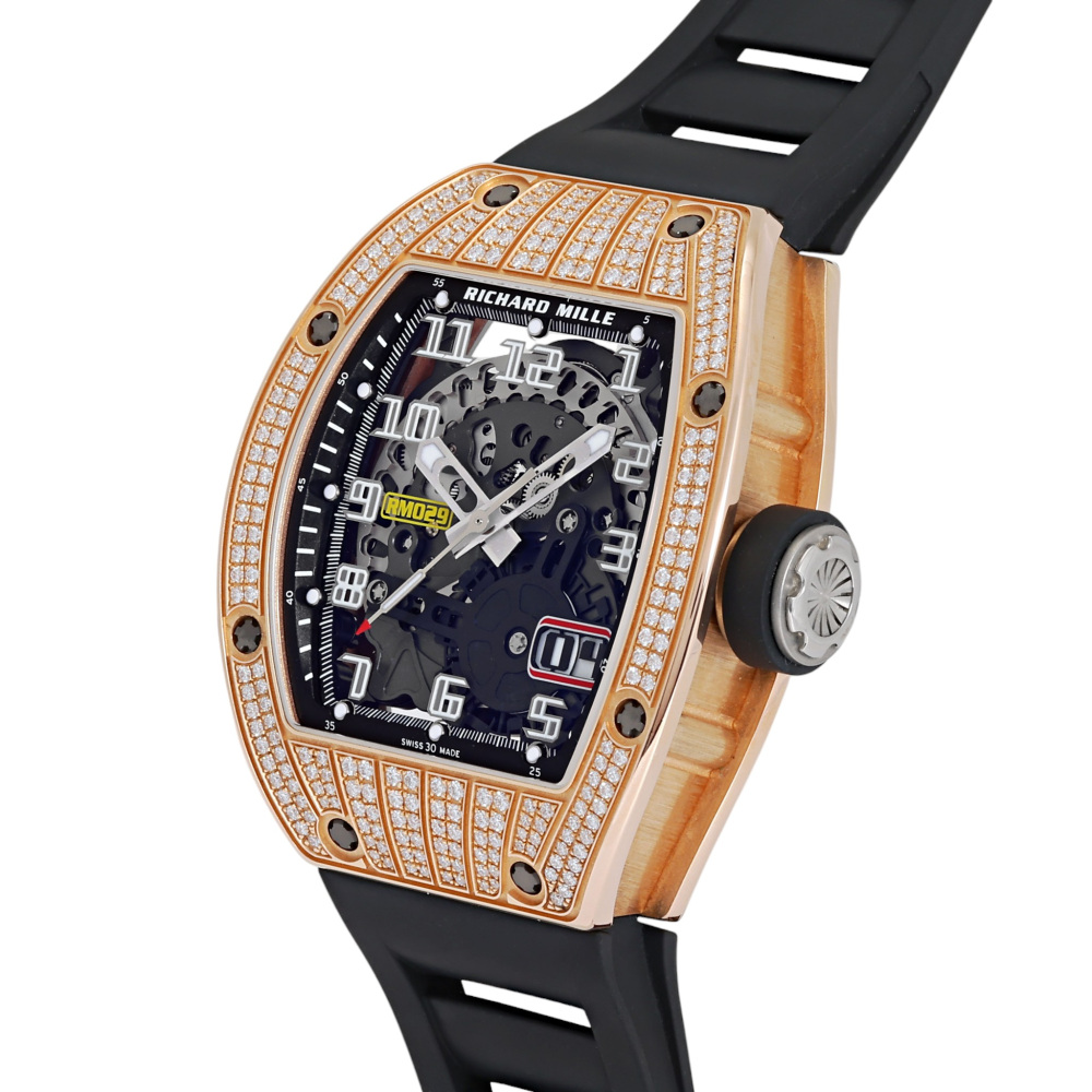 w260608-4 RM29 Rose Gold Skeletonized Dial Full Factory Diamond Case Automatic 48mm