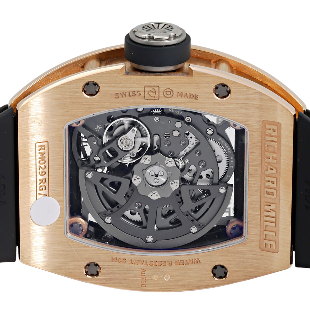 w260608-6 RM29 Rose Gold Skeletonized Dial Full Factory Diamond Case Automatic 48mm